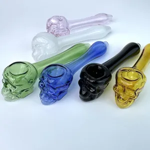 4 Inches Skull Glass Pipe Dab Rigs Smoking Water Bong Bowls Oil Nail Tobacco Hand Water Pipe Glass Oil Burner Bubblers