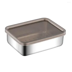 Storage Bottles Food Container With Lid Stainless Steel Refrigerator Cheese Elevated Base For Deli Fridge