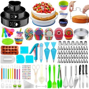 Leveranser, 493 PCS -kit 3 Packar SpringForm Pans, Cake Rotating Turntable, 48 Piping IceGing Tips, 7 Russian Oudles, Baking Supplies, Cupcake Decorating Kit, Multicolor