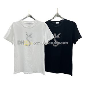 Women Designer T Shirt Rhinestone Letter T Shirts Short Sleeve Breathable Tees Casual Style Tee