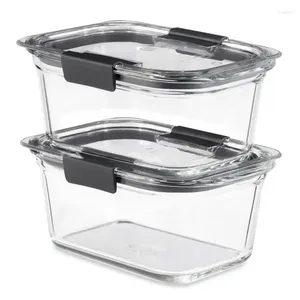Garrafas de armazenamento Copo Brilliance Glass Food Containers 2-Pack com tampas BPA livre e à prova de vazamento