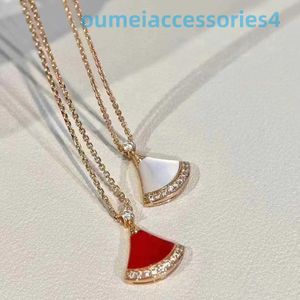 Designer Luxury Brand Jewelry Pendant Necklaces Skirt Necklace Collar Chain Fan-shaped White Fritillaria Red Agate Small Account Live Broadcast