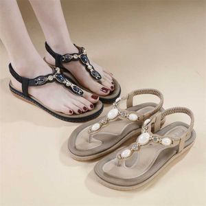 New Summer Sandal Comfortable Leisure Beach Shoes Flat Roman Style Sandals Heel Shoes Flip Flops For Women Sandles Heels 240228