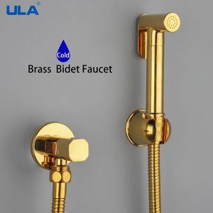 ULA Gold Bidet Faucet Portable Toalett Sprayer Set Single Cold Water Badrum Duschhuvud nr 240314