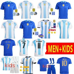 Maglie da calcio Argentina 3 stelle J.CORREA Versione commemorativa per tifosi MESSIS DYBALA DI MARIA MARTINEZ DE PAUL MARADONA Kit per bambini Uomo 2024 Copa America Cup Camisetas