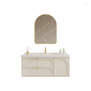 Bathroom Sink Faucets American Light Luxury Cabinet Solid Wood Intelligent Table Combination Integrated Ceramic Basin