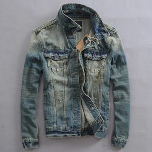 Frühling und Herbst Retro alte Herren Jeansjacke Jugend koreanische Version des schlanken Stretch-Kleidungskleides 240307