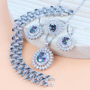 PENDANts Wedding Sier Jewelry Set Natural Magic Rainbow