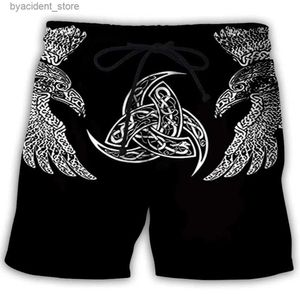 Men's Shorts New 3D printed Viking fashion mens track and field uniform Crewneck hip-hop shorts Plus size S-7XL L240320