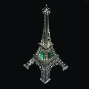 Figurine decorative Torre Eiffel Luce notturna Scrivania Mini decorazione in acrilico Lampada da tavolo Parigi Incandescente per bambini Led Modello romantico Edificio in metallo