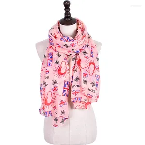 Scarves Vintage British Union Jack Shawl UK Flag London Sun Cloud Butterfly Heart Pattern Printed For Travel Souvenir Gift YG315