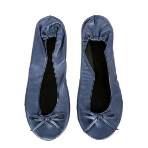 Lägenheter Navy Shoe Flats Portable Fold Up Ballerina Flat Shoes Roll Up Foldbar Ballet After Party Shoe For Bridal Wedding Party Favor