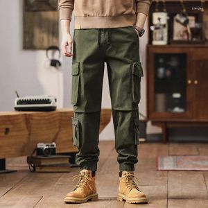 Mäns byxor 2024 Autumn/Winter Retro Casual Multi Pocket Cargo Warm Wear Resistant Outdoor Thicken The Fleece Three Folors tillgängliga