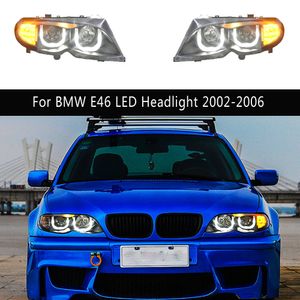Lampa głównego stylizacji samochodów do BMW E46 320I 318I 325I LED Reflektor 02-06 Daytime Runging Light Streamer Wskaźniki sygnałowe reflektory sygnałowe