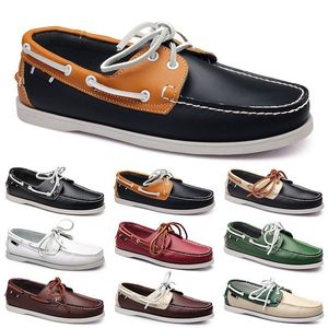 Sapatos casuais masculinos preto lazer prata taupe dlives marrom cinza vermelho verde andando baixo macio multis couro masculino tênis ao ar livre formadores sapatos de barco respirável aa089