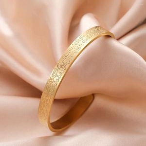 Bangle Islam Koran Bransolety dla kobiet ze stali nierdzewnej złoty kolor Vintage arabski kaligrafia Ayatul Kursi Bransoletka Prezent biżuterii