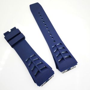 25 mm dunkelblaues Uhrenarmband, 20 mm Faltschließe, Kautschukarmband für RM011 RM 50–03 RM50–01295G