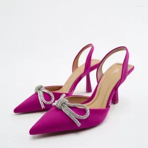 Sandaler Rose Red 2024 Spring Product Women's Shoes Blue Diamond Butterfly Dew Heel Slim