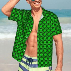 Męskie koszule St Patricks Day Day Beach Shirt Shamrock Wzór hawajskie mężczyzn eleganckie bluzki krótkie rękawki y2k zabawny top