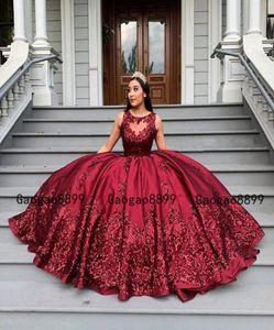 2020 Abito da ballo con applicazioni di pizzo rosso Abiti Quinceanera Sweet 16 Abiti Quinceanera eleganti abiti vintage per occasioni speciali6697175