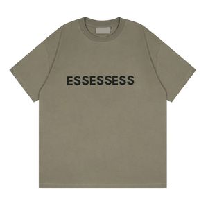 21SS 디자이너 조수 T 셔츠 Essentialsweatshirts 가슴 편지 라미네이트 프린트 짧은 슬리브 하이 스트리트 느슨한 대형 티셔츠 100% 순수한 면화