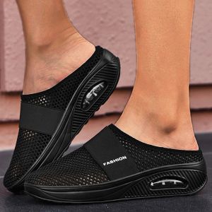 Skor sneakers kilskor mesh kvinnor vulkaniserar skor för kvinnliga kvinnliga bilder skor damer ortopediska promenader tofflor kudde sandaler