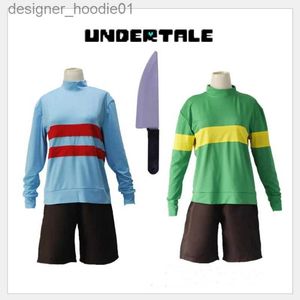 cosplay Anime Costumes Game Name Undertale Frisk Chara Cosplay Come Andertail Sweatshirts High Collar Long Sle Clothing Shorts Knife NecklaceC24320