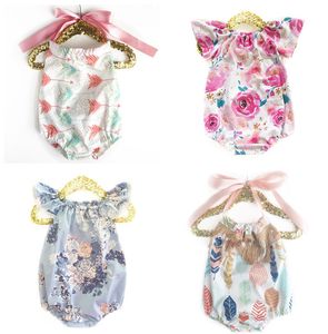 Baby Girls Rompers Backless Bandage Band Elastic Syrenca strzałka namiot kaktus kaktus nadrukowany kombinezon niemowlę maluch ubranie letnie bea4764446