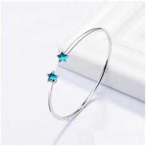 Bangle Sole Memory Azure Star River Five-Pointed Blue Tide Sier Color Female Literary Resizable Bangles Sbr101Bangle Drop Delivery J Dhord