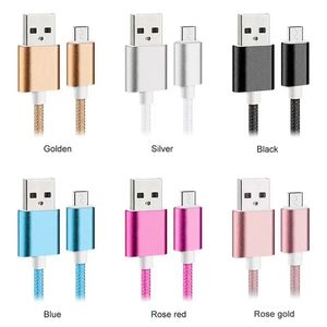 1M Typ C 3ft geflochtenes USB-Ladekabel Micro V8 Kabel Datenleitung Metallstecker Laden für Samsung Note 20 S9 Plus