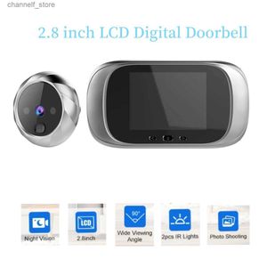 Doorbells 2.8 inch LCD digital peep doorbell 90 degree door view camera night view photo door ring monitor anti-theft cameraY240320