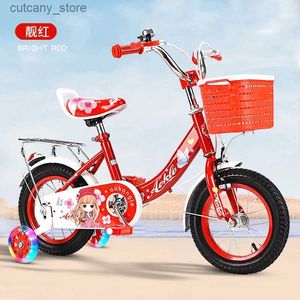 Bikes Ride-Ons Cycling City Childrens Bicyc Baby 3-10 Years Old Bicyc 12/14/16/18/20 Inch Princess Bicyc Flash Auxiliary Wheel Bicyc L240319