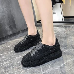 Casual Shoes 2024 Women's Autumn Bright Diamond Small White Water Thick Sole Sports Single