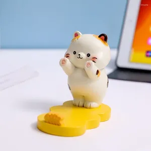 Decorative Plates Cute Kittens Figurines Multipurpose Girl Heart Resin Crafts Animals Phone Holder Kawaii 3D Miniatures Gifts