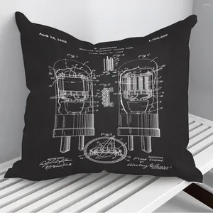 Kudde 1929 Vaccum Tube Patent Throw Pillows Cover On Soffa Home Decor 45 45cm 40 40 cm Gift Pillow Case Cojines Drop