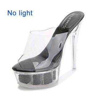 Dress Shoes Slippers Women Catwalk Sexy Super High Heels Luminous Stiletto Platform Sandals Transparent Model Crystal Wedding H240321MWD4JPRH