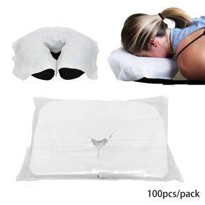 100pcs Disposable Face Cradle Covers Spa Massage Table Sheets Headrest Pads Pillow Hole Cover For Chair 240313