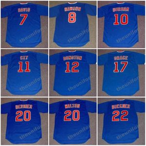 Men's 1984's-1989's Chicago JODY DAVIS LEON DURHAM SHAWON DUNSTON BOB DERNIER BILL BUCKNER RICK SUTCLIFFE DENNIS ECKERSLEY LEE SMITH Throwback Baseball Jersey S-5XL