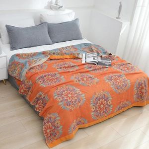 Cobertores estilo nórdico algodão gaze lance cobertor para cama sofá cadeira decorativa xadrez macio leve respirável colcha decoração de casa