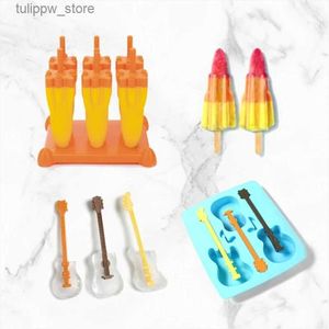 Ferramentas de sorvete diy guitarra foguete silicone picolé queijo vara molde com tampa bolo vara molde l240319