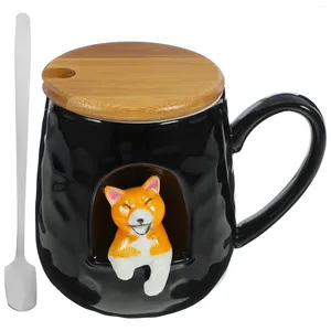 Muggar med täckning trendig vatten kopp kontor te koppar hund keramisk kaffemugg keramik tecknad stil