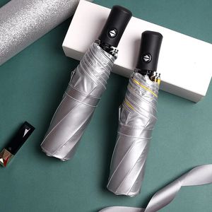 Tre ombrelli pieghevoli in plastica argentata automatici con protezione solare UV Ombrelli da donna Pioggia e sole Vinile 240219