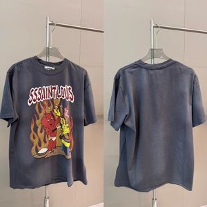 Camisetas lavadas de tamanho grande, masculinas e femininas, melhor qualidade, vintage, estampa de desenho animado, camiseta de algodão de manga curta