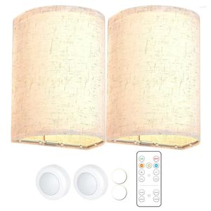 Wall Lamp LED RGB Bedroom Light Rechargeable Interior Modern Lights With Fabric Shade Remote Control For Living Room Hallway