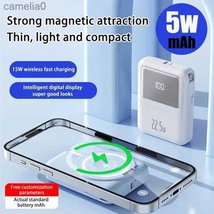 Mobiltelefon Power Banks Wireless Charger Magnetic 50000MAH Power Bank Mini Brand New Inbyggd kabel Powerbank 22.5W Fast ChargingC24320