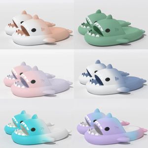 2024 designer shoes woman sandal Summer Shark Slippers Shark Slides Thick Soled Shoes Kids flat sandals Gradient Flip Flops GAI