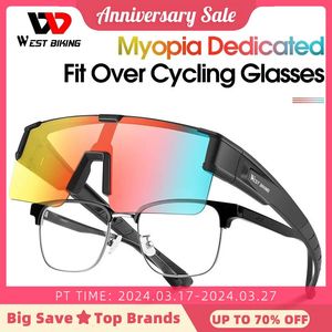 West Cykling Pochromic cykelglasögon passar över myopiska solglasögon UV 400 Polariserade fiskecykelglasögon Cool Eesthetic Eyewear 240319