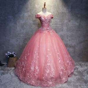 2018 Chegada Nova Bateau Apliques vestido de Baile Quinceanera Vestidos Querida Organza Doce 16 Vestidos Debutante 15 Anos Vestido de Festa 3048240