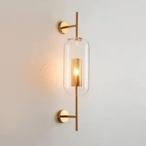 Vägglampglas lampor nordiska sängen sovrum gång sconce vardagsrum inomhus dekorativ mässing armatur