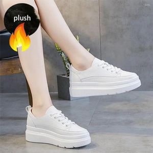 Casual Shoes 6cm Cow Genuine Leather Platform Wedge Chunky Sneaker Women Pumps Boots Spring Autumn Winter Plush Vulcanize
